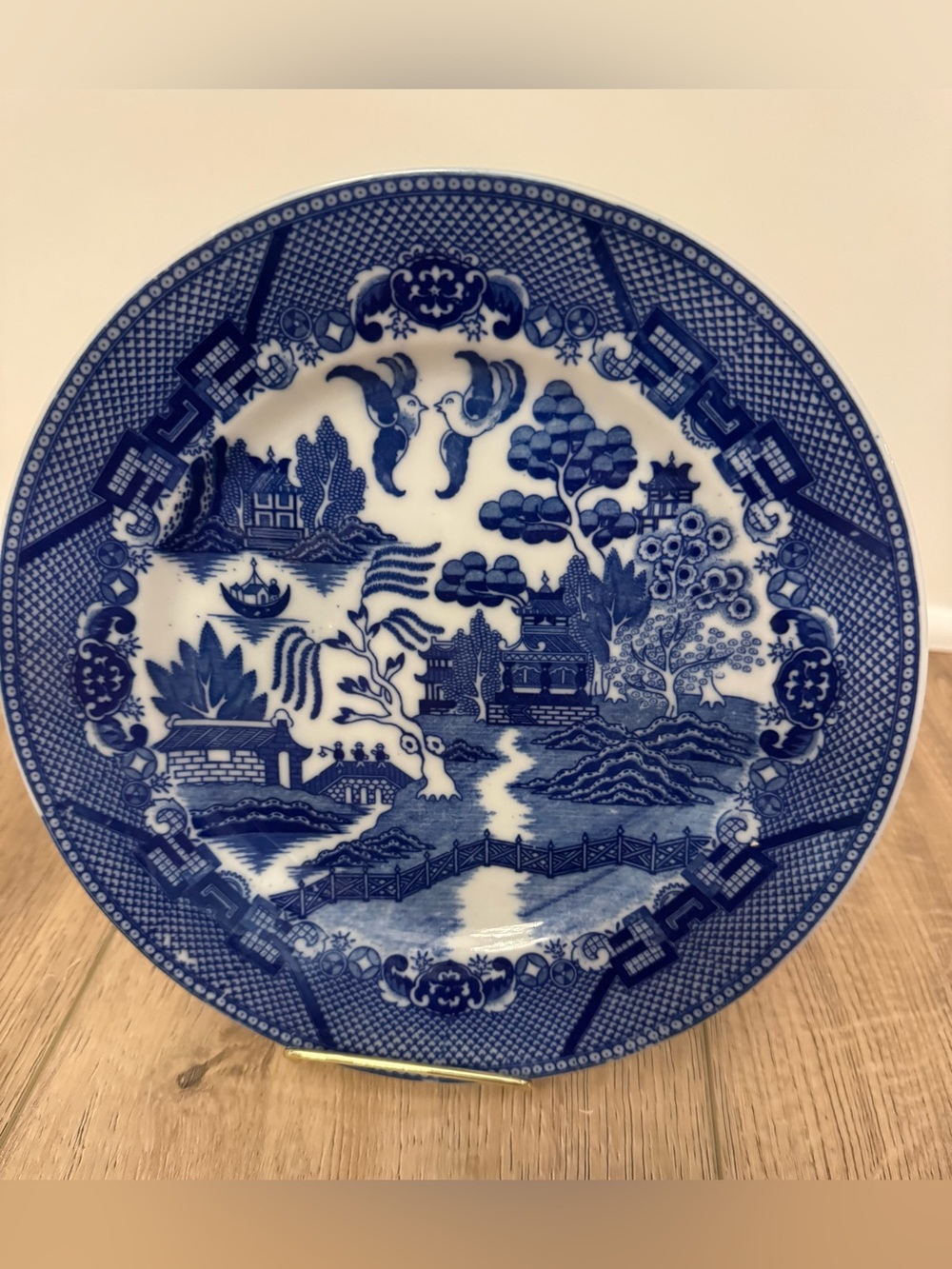 Antique Blue Willow Dinner Plate 9 " Made in Japan